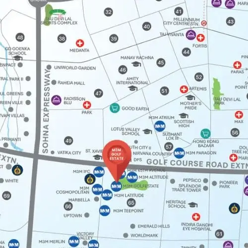 m3m golf estate location